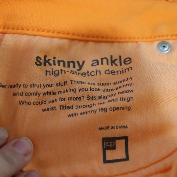 JCP Skinny Ankle Orange Y2K Jean's 29/8 - Picture 10 of 12